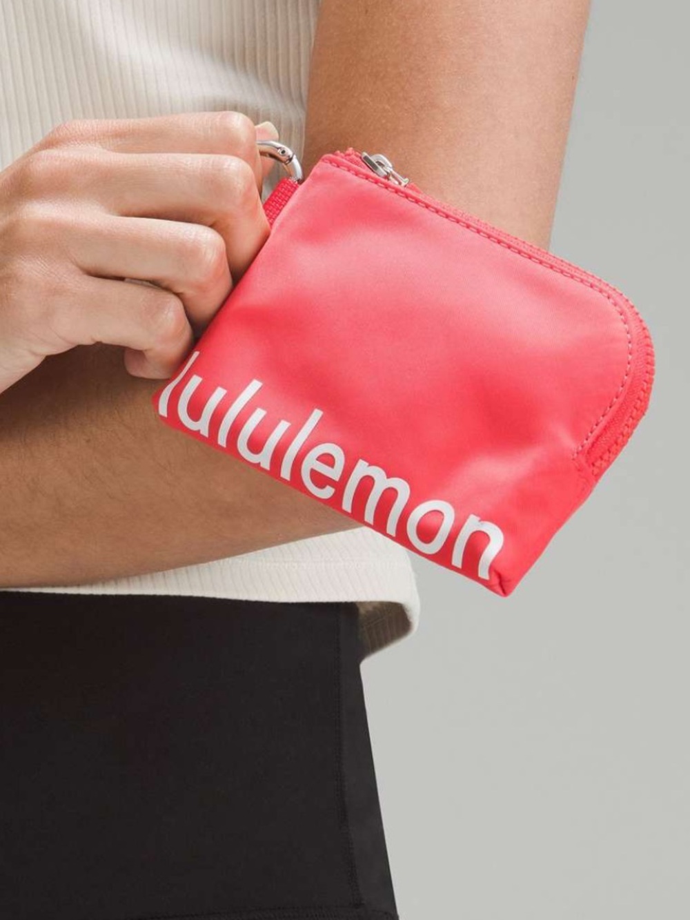 Lululemon Clippable Card Wallet in Bright Coral